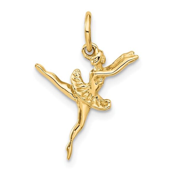 14k Yellow Gold Small 3D Ballerina Pendant Charm